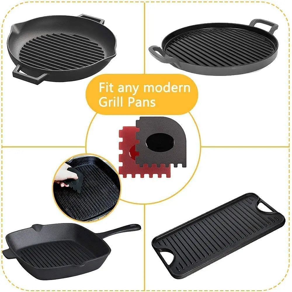 Durable Grill Pan Scraper and Silicone Hot Handle Holder for Lodge Cast Iron Cookware Accessories Pattan Australia